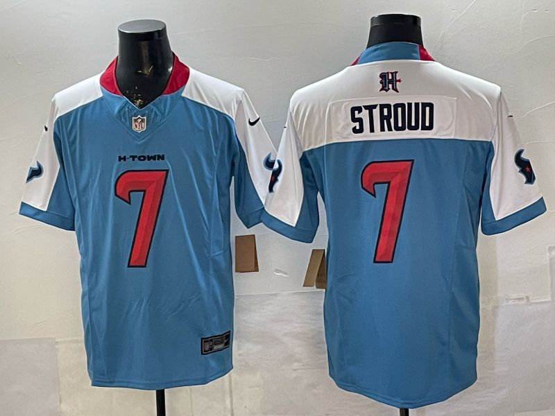 Men 2026 Houston Texans #7 Stroud Light Blue 3th generations Nike Limited NFL Jersey style 0056
